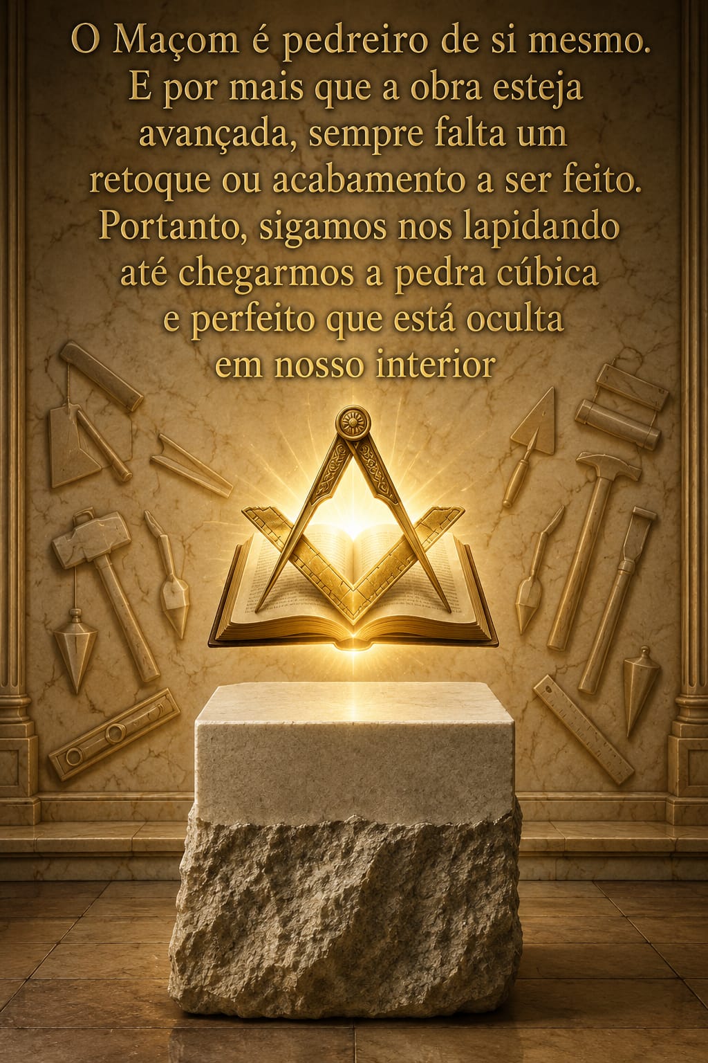 Mensagem sobre aperfeiçoamento e pedra cúbica